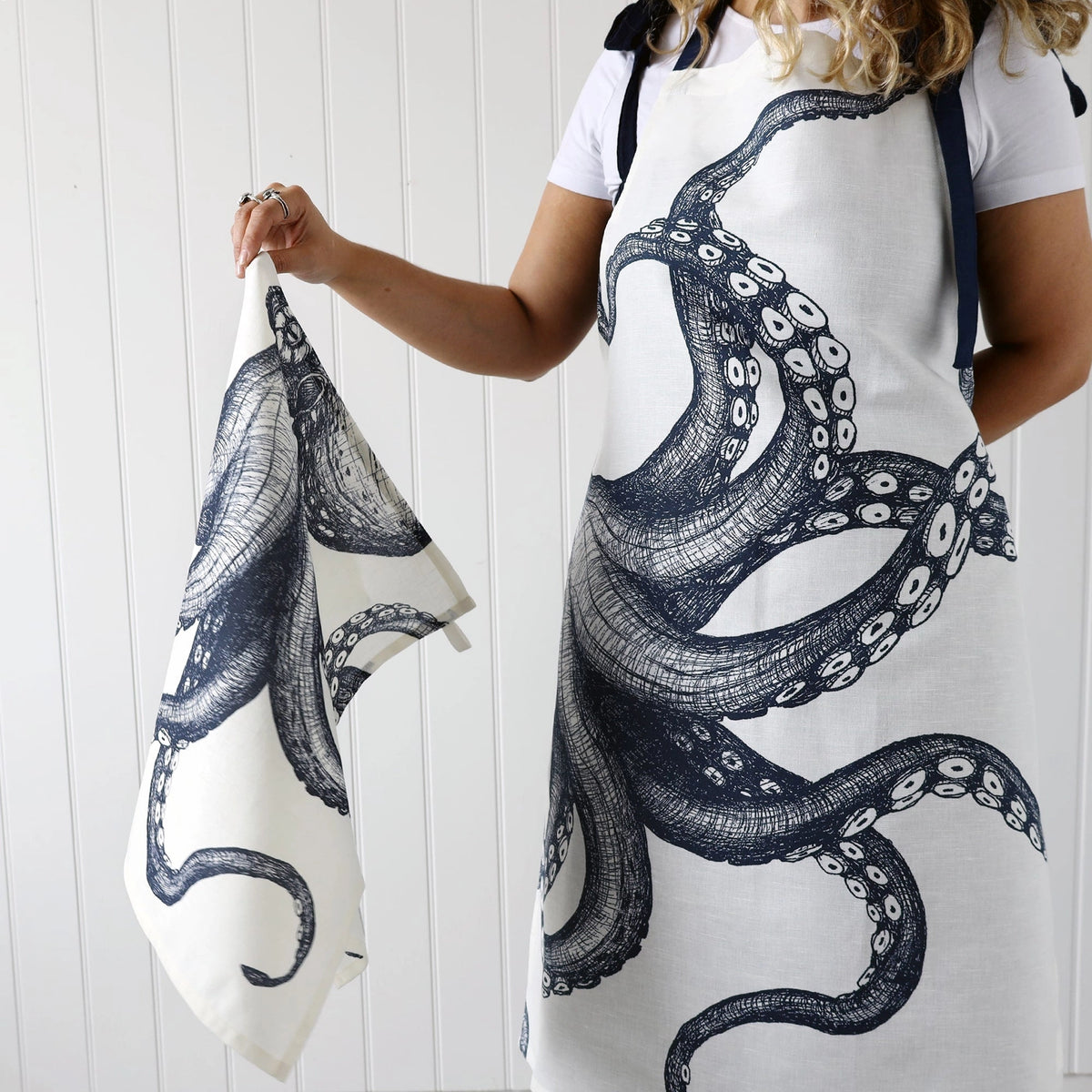 Cream Cornwall - Leinenschürze Oktopus