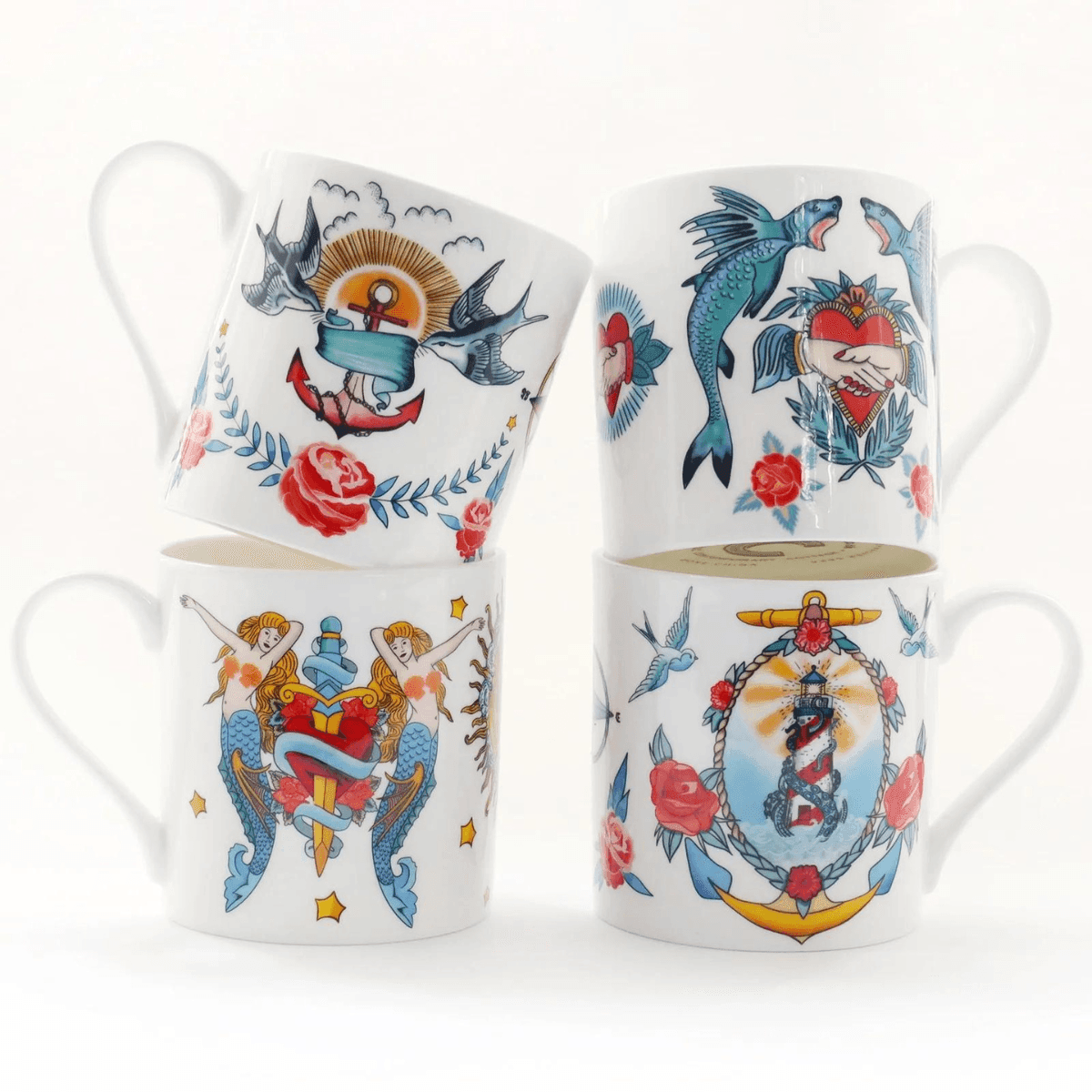 Becher Tattoo "The Sailor's Story" - Haifische und Herz - Bisschen Mehr