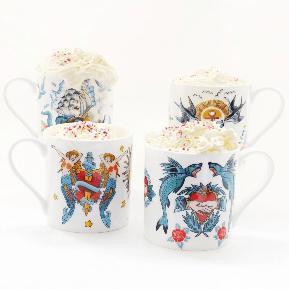 Becher Tattoo "The Sailor's Story" - Haifische und Herz - Bisschen Mehr