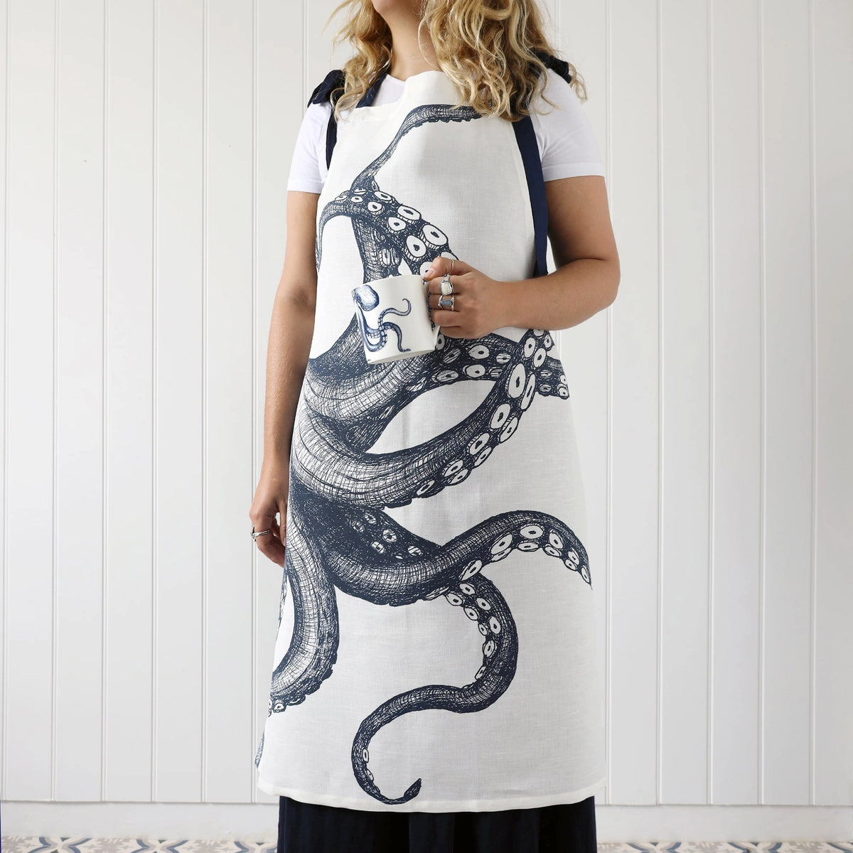 Cream Cornwall - Leinenschürze Oktopus