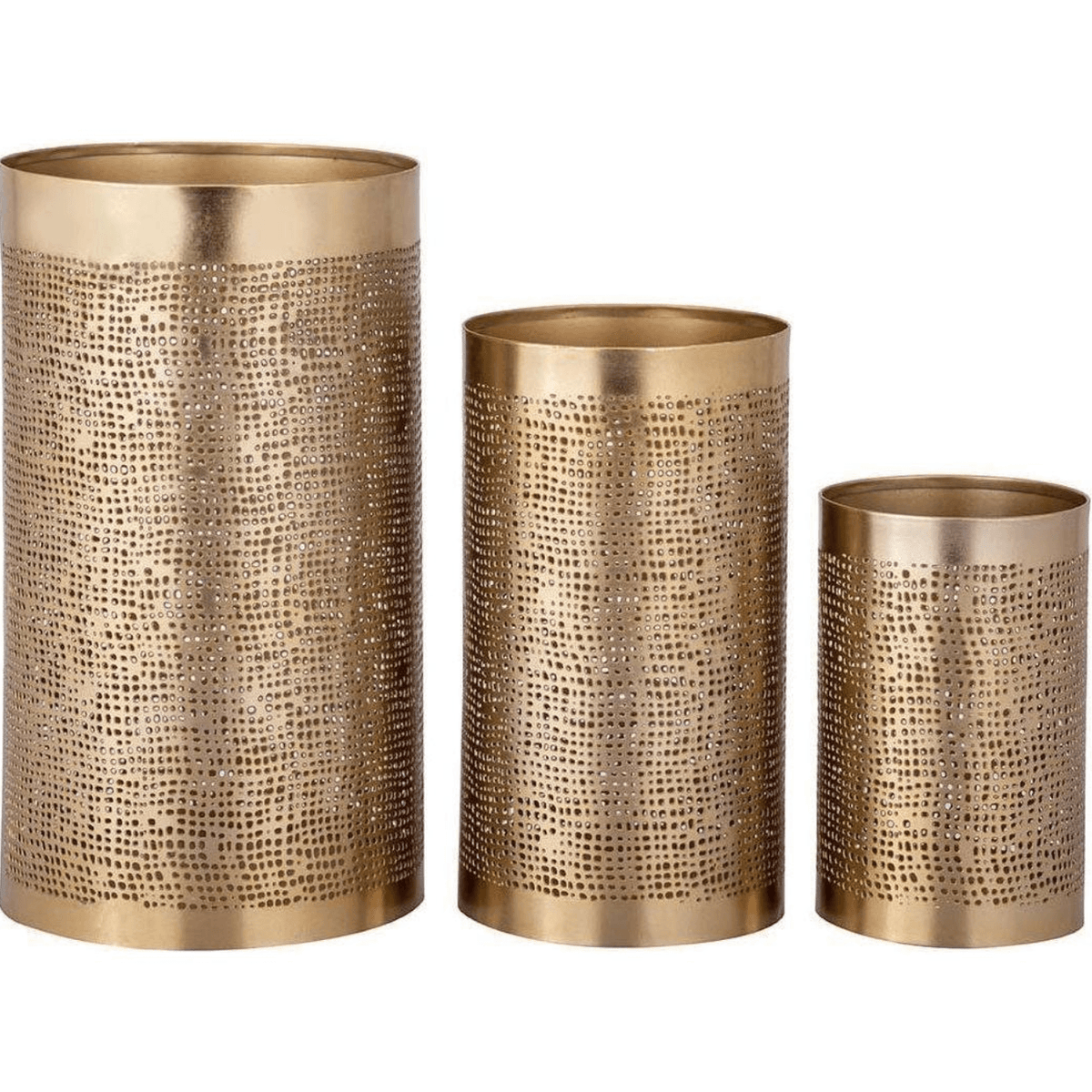 PTMD 3er-Set Metall-Windlichter in Gold – Stimmungsvolles Deko-Set
