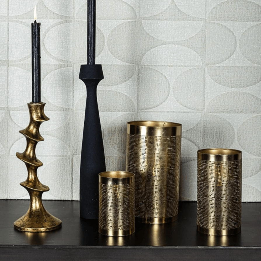 PTMD 3er-Set Metall-Windlichter in Gold – Stimmungsvolles Deko-Set