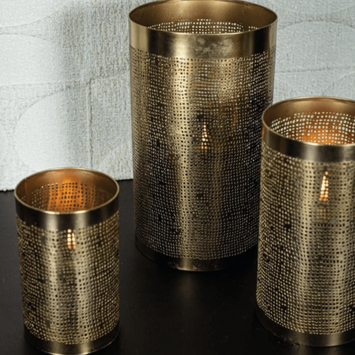 PTMD 3er-Set Metall-Windlichter in Gold – Stimmungsvolles Deko-Set