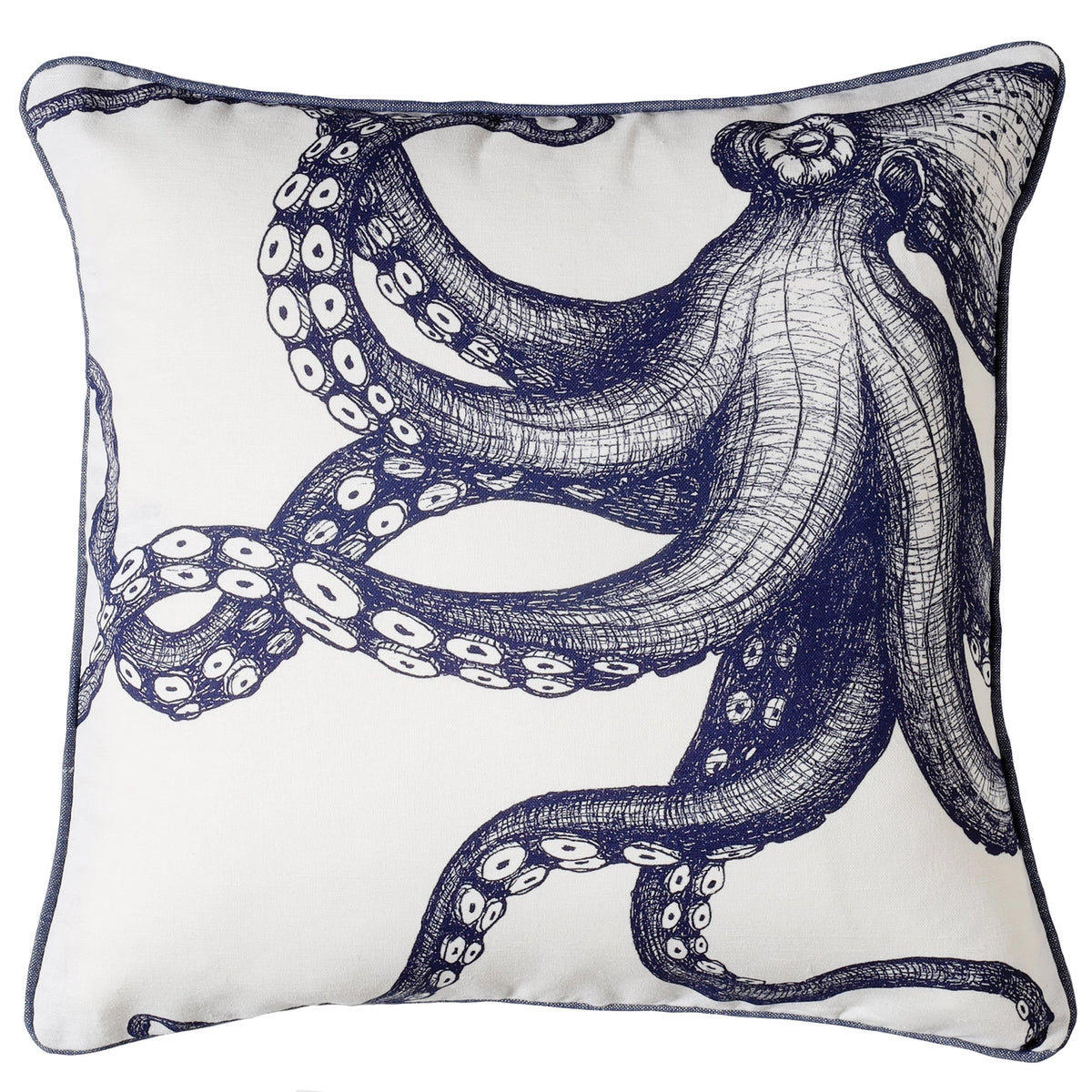 Cream Cornwall Leinen-Kissenbezug „Oktopus“ (45 × 45 cm)
