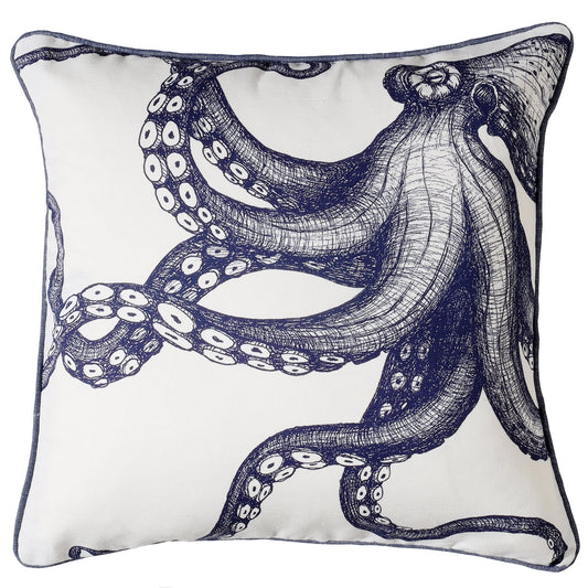Cream Cornwall Kissenbezug aus Leinen - Oktopus 45 x 45 cm