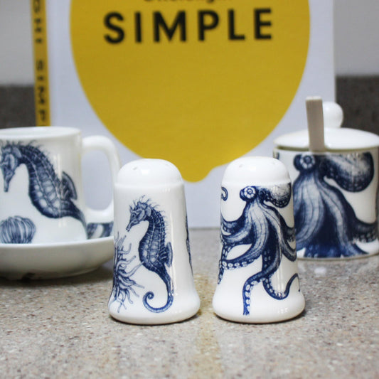 Cream Cornwall - Salz & Pfeffer Streuer - Oktopus & Seepferd