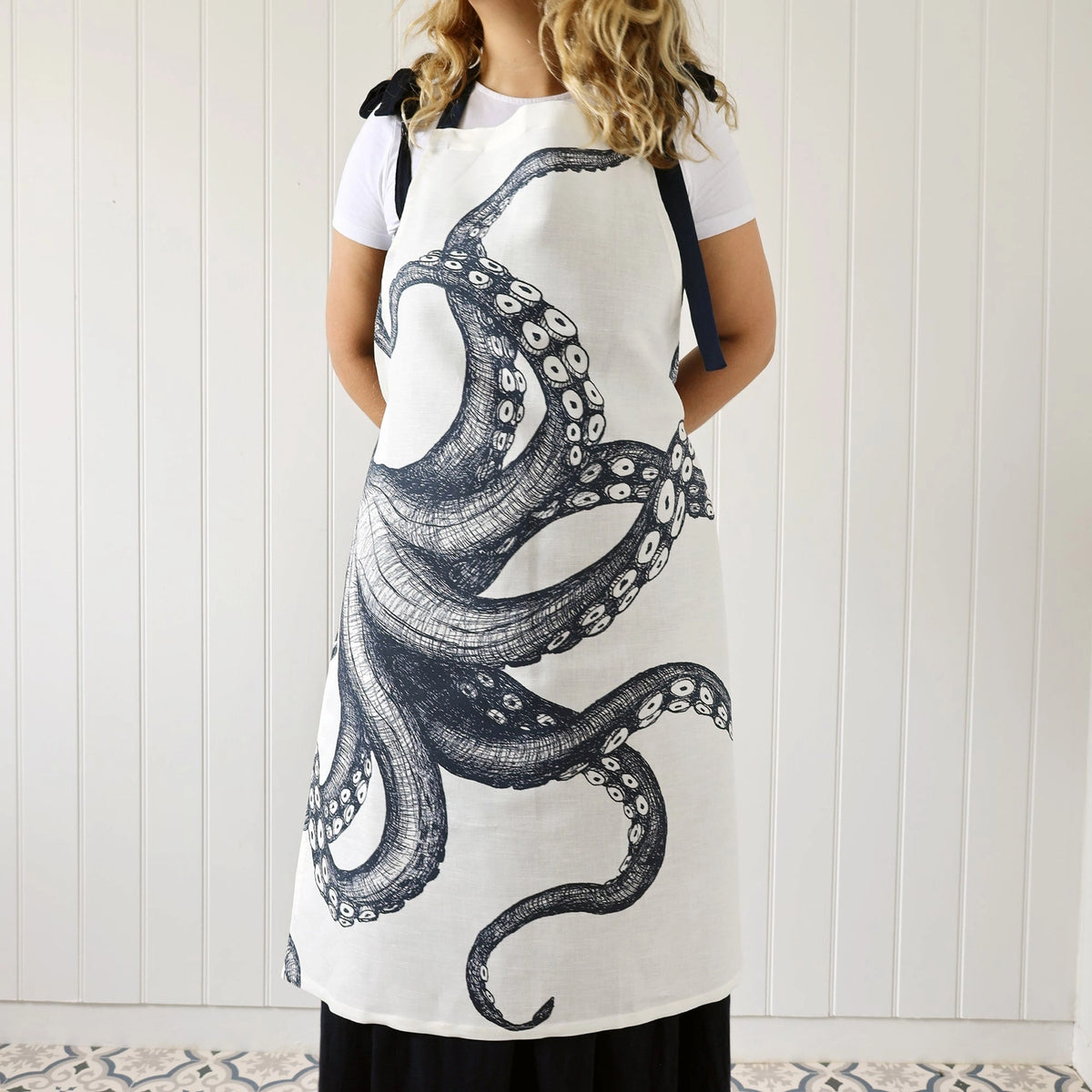 Cream Cornwall - Leinenschürze Oktopus