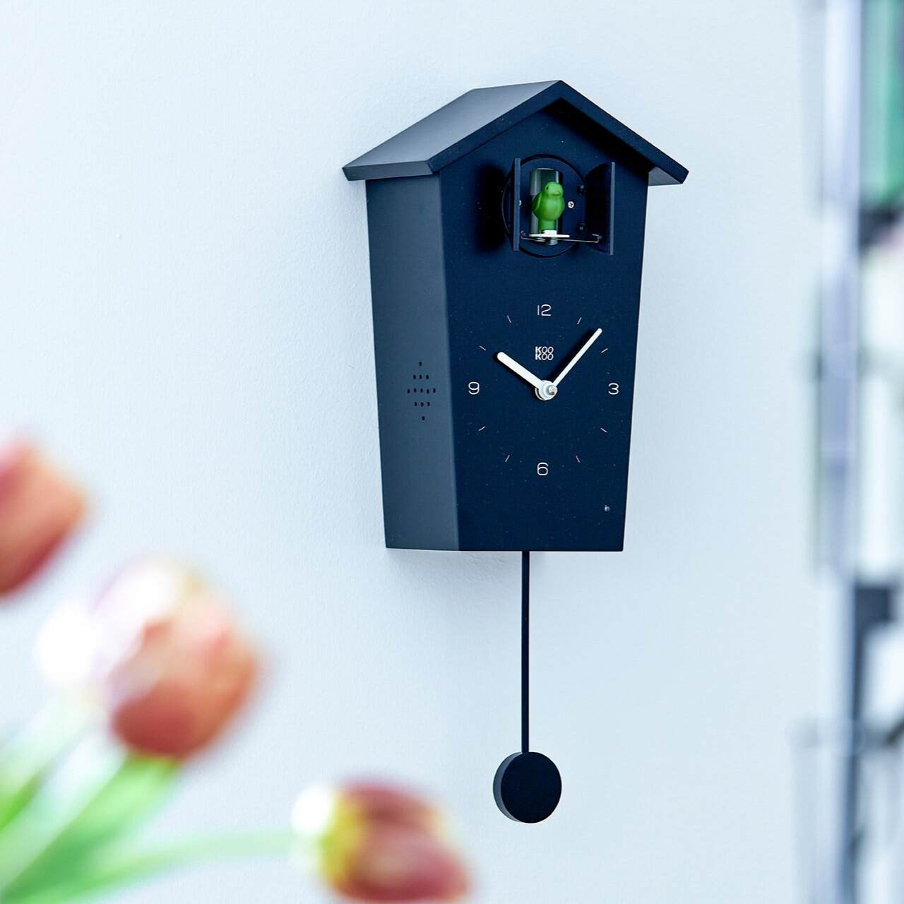KOOKOO - Bird House moderne Kuckucksuhr schwarz