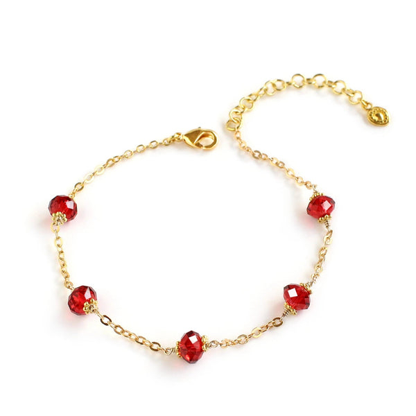 Armband - 18 Karat vergoldet mit scharlachroten Kristallen