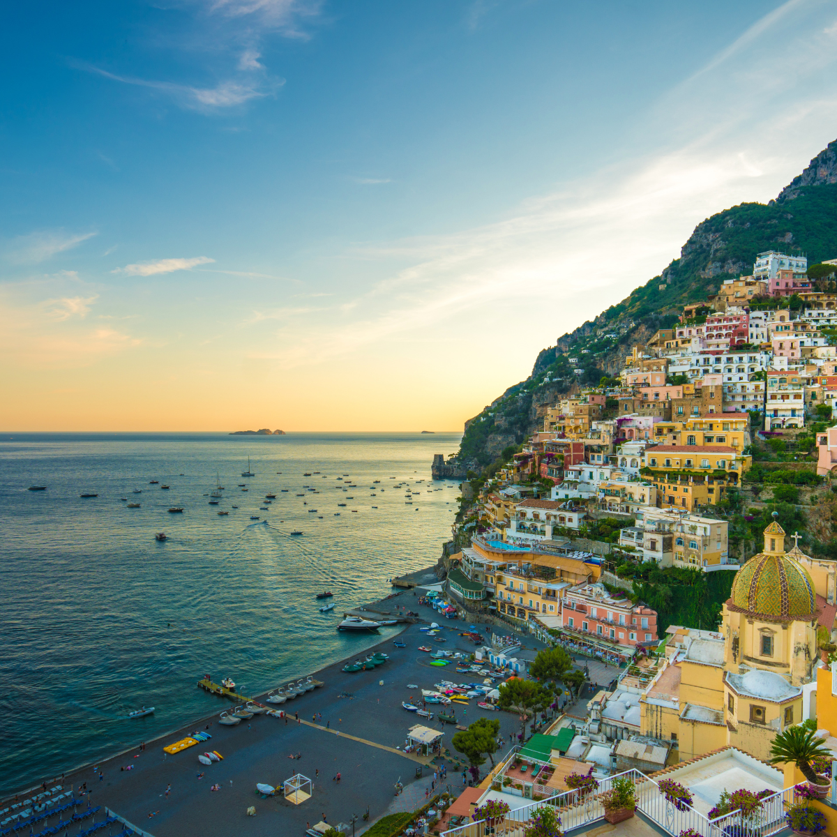 Duschseifen-Geschenkset „Positano Sunray“ mit Handgemachter Vietri-Keramikschale