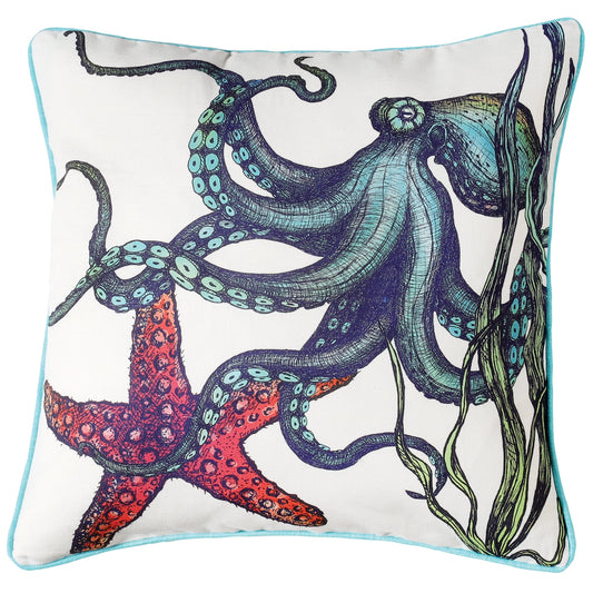 Cream Cornwall Kissenbezug aus Leinen - Rainbow Reef 45 x 45 cm
