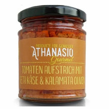 Laden Sie das Bild in den Galerie-Viewer, Athanasio Gourmet - Aufstrich Tomaten mit Fetakäse &amp; Kalamata Oliven
