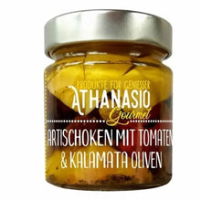 Laden Sie das Bild in den Galerie-Viewer, Athanasio Gourmet - Artischocken mit Tomaten und Kalamata Oliven
