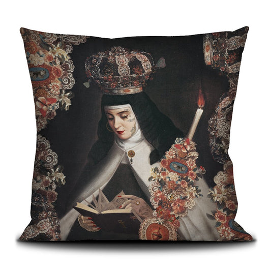 Voglio Bene Samtkissenbezug „Gebet“ – Kunstvoller Blickfang mit Paspel (50 × 50 cm)