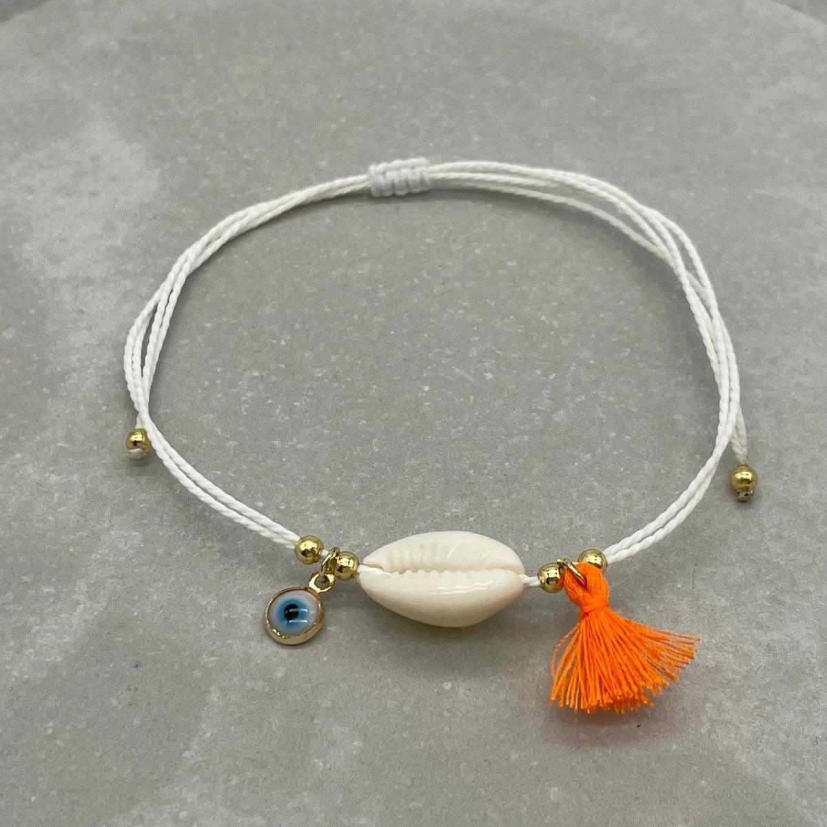 Fußkettchen oder Armband - Evil Eye weiß - Bisschen Mehr