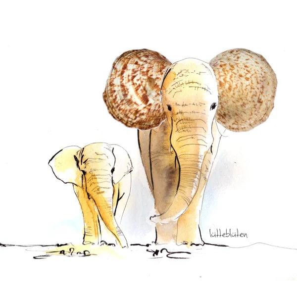 Muschel-Elefant - Karte mit Umschlag