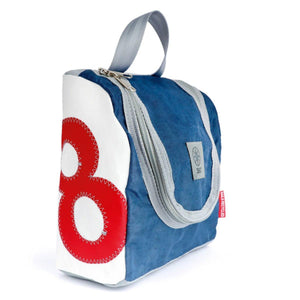 360Grad Matrose XL maritime Kulturtasche - aus recyceltem Segeltuch - rot / blau