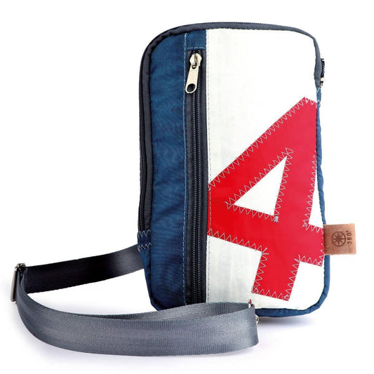 360Grad Nautik maritime Segeltuchtasche - aus recyceltem Segeltuch - rot / blau - Bisschen Mehr